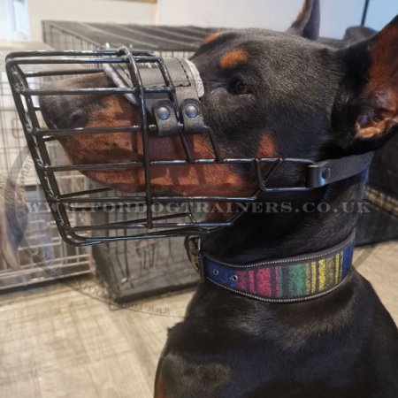 Dog Muzzle for Doberman Rubberized Wire Basket