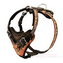 Painted leather dog harness