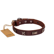 Advanced! Brown Leather Collar For Dog FDT Artisan Fashionable Design