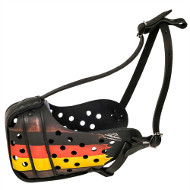 Exclusive Handmade Leather Dog Muzzle Painted in German Style