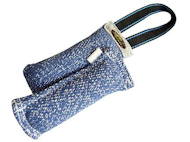 French Linen dog bite tug 2 inch on 8 inch with handle, UK