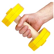 yellow dumbbell for dog