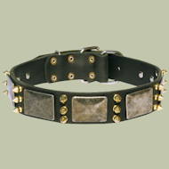 Leather Dog Collar with massive plates and spikes for Rottweiler Leather Dog Collar with massive plates and spikes for Rottweiler