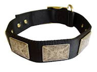 Nylon Dog Collar With Vintage Plates Nylon Dog Collar With Vintage Plates