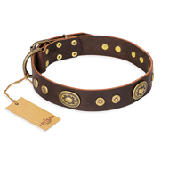 Brown Leather Collar with Vintage Medals "One of a Kind" Artisan