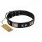 Black Leather Dog Collar Studded with Plates & Stars FDT Artisan