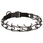 Black Steel Pinch Dog Collar with Clip by Herm Sprenger, 3.2 mm
