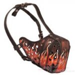Leather Dog Muzzles "Flame" Size 3 for Rottweiler_0