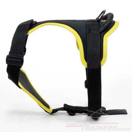 NEW! Soft Padded Nylon Dog Chest Harness with Handle Yellow