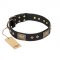 Handsome Black Leather Dog Collar "Jewel Passion" FDT Artisan