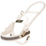Large White Dog Harness for Guide Dogs with Long Handle, High Vis