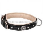 Leather Collar with Chrome Plated Vintage Medals and Hardware