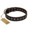 Studded Dog Leather Collar with Stars "Galaxy" Artisan