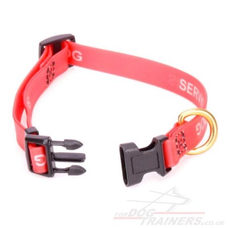 Red Biothane Dog Collar with Quick Release Buckle 0.8"/2cm Wide