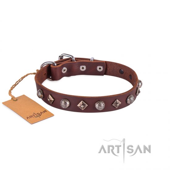 Brown Leather Dog Collar by FDT Artisan