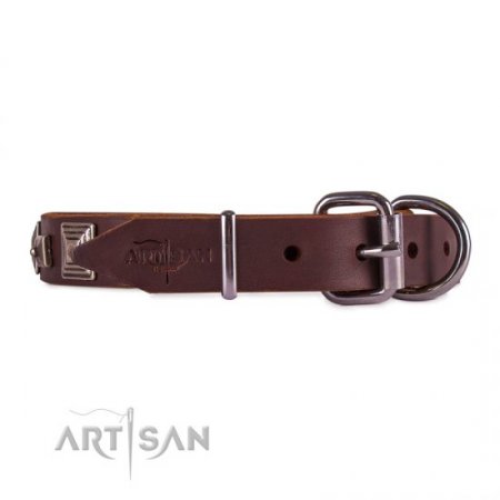Brown Studded Buckle Dog Collar FDT Artisan For Reliable Control