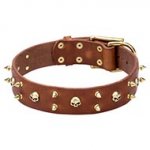 Strong and Wide Leather Dog Collar "Hard Rock" Style