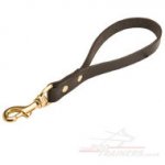 Comfy Leather Dog Pull Tab Leash, Short Dog Lead Handle