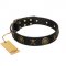 Black Leather Pirate Dog Collar with Skulls by FDT Artisan
