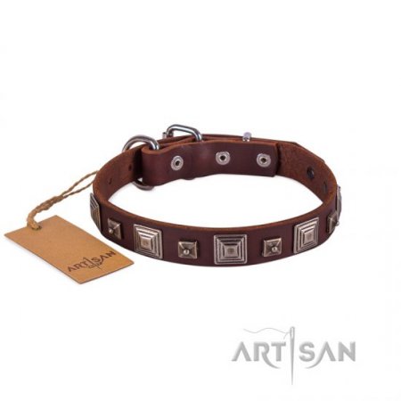 Brown Studded Buckle Dog Collar FDT Artisan For Reliable Control