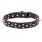 Designer Leather Dog Collar with Steel Stars and Spikes