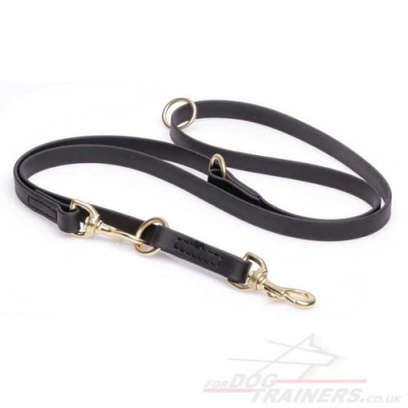 Black Biothane Double Ended Dog Leash with 2 Hooks