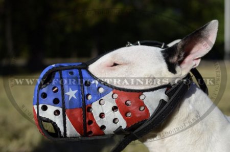Leather Dog Muzzles for Sale for K-9 Dogs "American Pride"