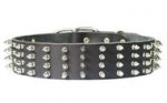 Leather Dog Collar 4 Rows Spiked, 2 inch Wide Best Quality!