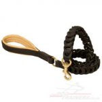 Designer Dog Lead Leather Chain Braided with Soft Handle