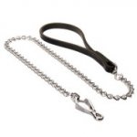 Metal Chain Dog Lead Herm Sprenger With Leather Handle NEW