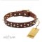 Extra Strong Brown Leather Brass Dog Collar FDT Artisan For Reliable Dog Control