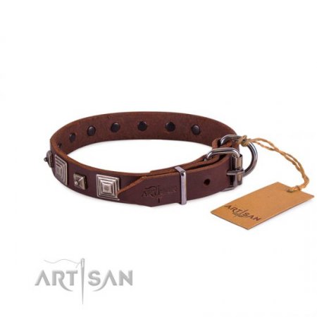 Brown Studded Buckle Dog Collar FDT Artisan For Reliable Control