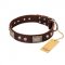 Brown Leather Dog Collar "Pirate Skull" FDT Artisan