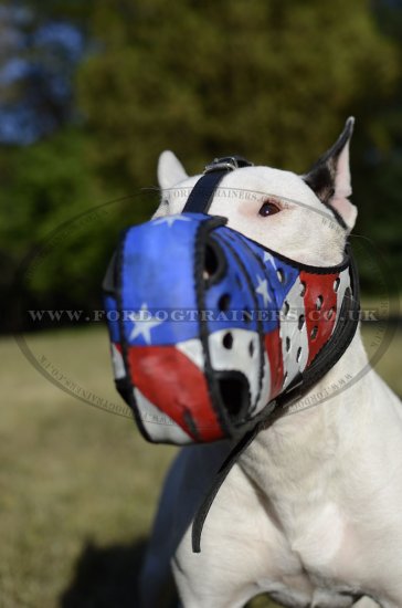 Leather Dog Muzzles for Sale for K-9 Dogs "American Pride"