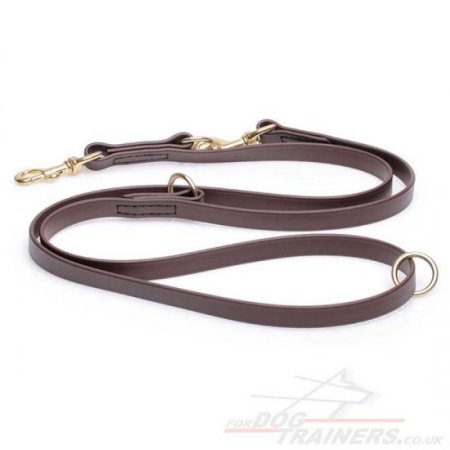 Brown Dog Leash with Two Clips and Three Rings