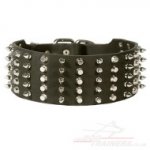 Large Dog Collar, Wide Spiked and Studded Leather of 3"
