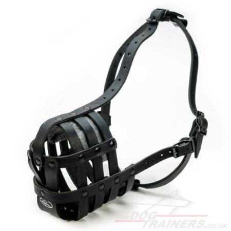 Soft & Light Leather Basket Dog Muzzle for Belgian Malinois