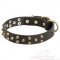 Elegant Dog Collar with Brass Pyramids - High Quality Leather