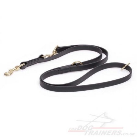 Black Biothane Double Ended Dog Leash with 2 Hooks