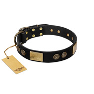 "Chicci-Glam" FDT Artisan Soft Black Leather Dog Collar With Studs