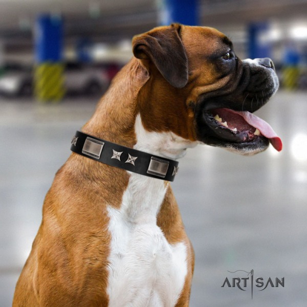 boxer dog leather collars