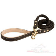 Handcrafted Braided Leather Dog Leash with Padded Handle