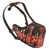 Leather Dog Muzzles "Flame" Size 3 for Rottweiler