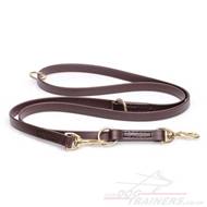 Brown Dog Leash with Two Clips and Three Rings