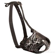 Light Leather Dog Muzzle for Everyday Use Painted Brabed Wire