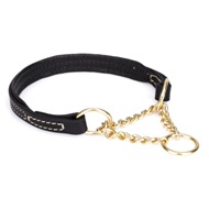 Martingale Collar for Big Dogs with Black Nappa Lining and Chain
