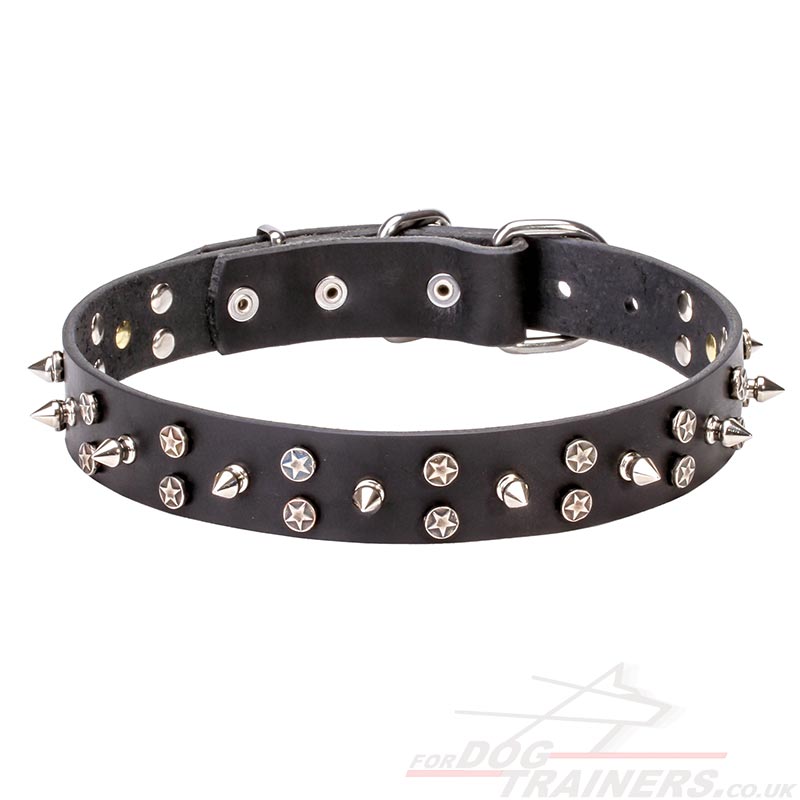 Dog Fashion Collar with Stars&Spikes | Fancy Dog Collar - £42.50