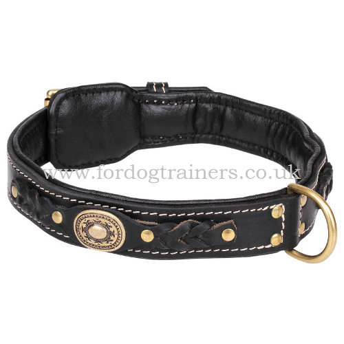 Black Leather Dog Collar