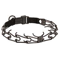 Black Steel Pinch Dog Collar with Clip by Herm Sprenger