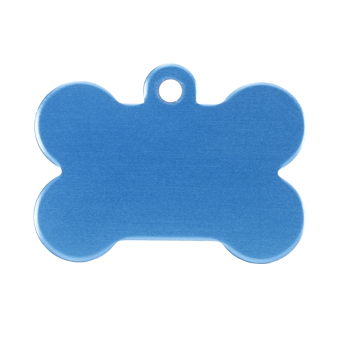 blue bone dog tag with name and phone